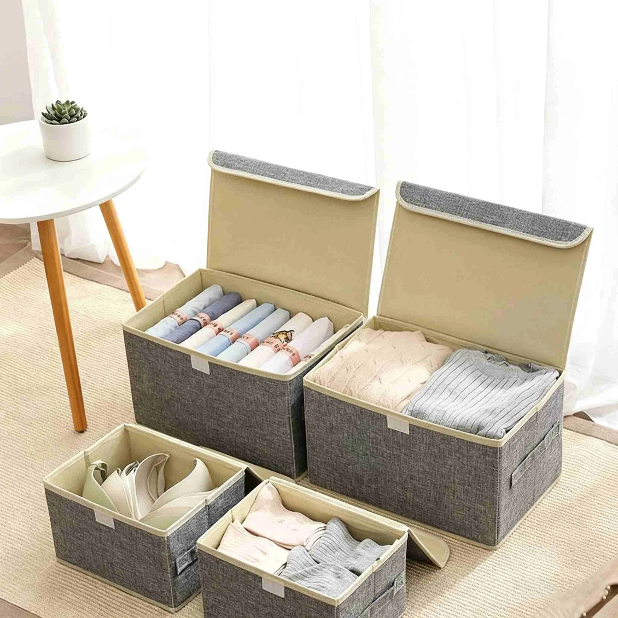 모조 리넨 플립 뚜껑 패브릭 스토리지 박스